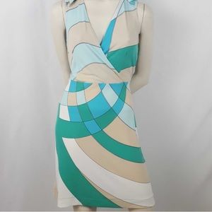 New York & Co Wrap Style Collared Sleeveless Geometric Print Work Office Dress